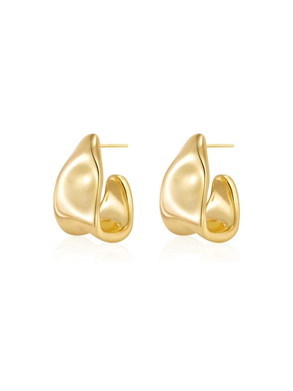 Shimmering Gold Sculpted Earrings - Picture 2 of 3